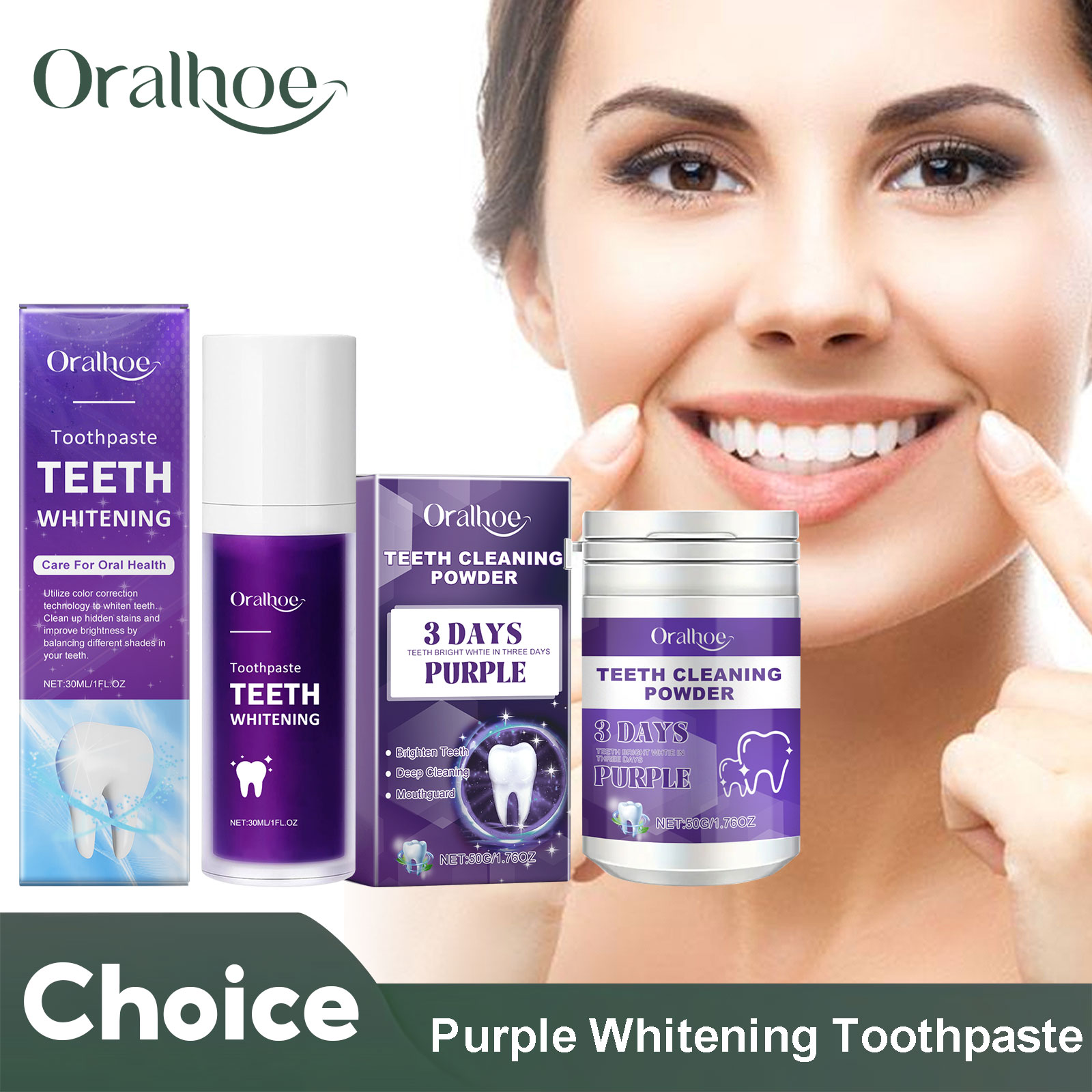 Purple Toning Shampoo - Dentifrice de blanchiment des dents violet,