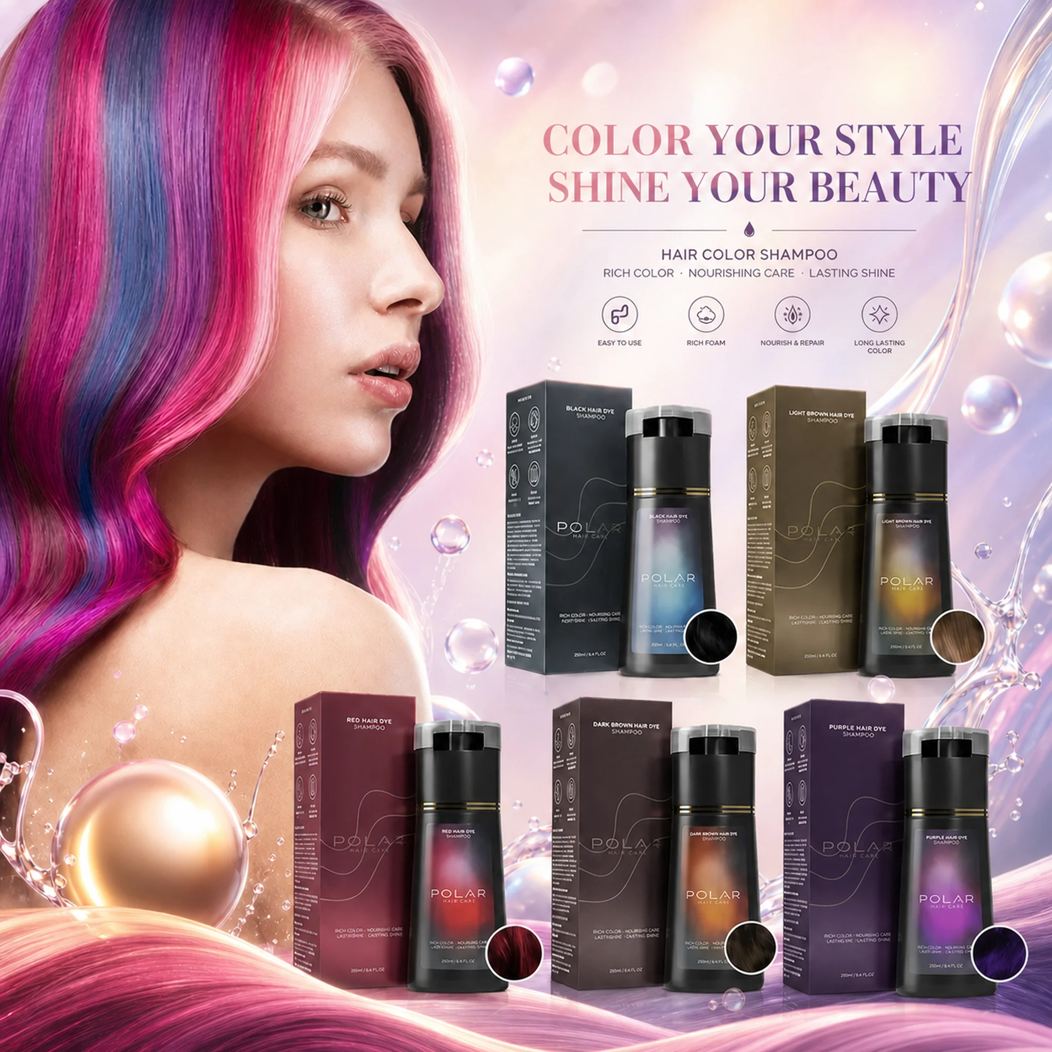 Purple Toning Shampoo - Shampoing Colorant pour Cheveux Gris pour