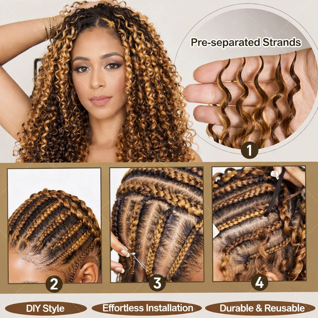 P427 Highlight Burmese Curly F - Feather Hair Extension avis et prix